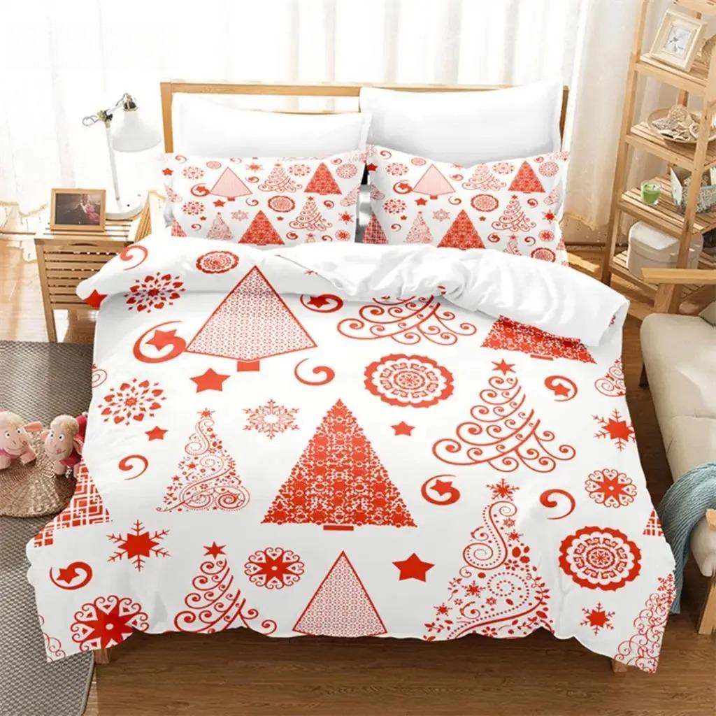 Weihnachts-Schneemann, Baum Bettwäsche-Set Bettbezug-Set 3D-Bettwäsche Digitaldruck Bettwäsche Queen-Size-Bettwäsche-Set Modisches Design EU single(135x200cm)