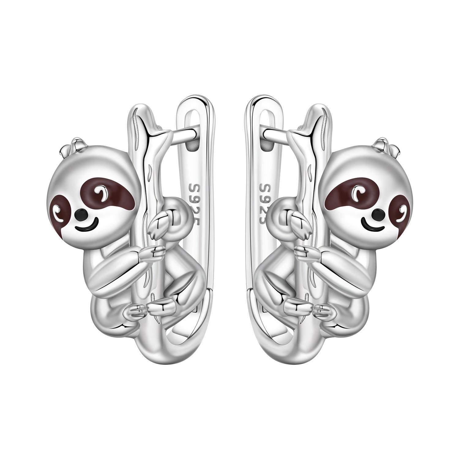 Orstarry S925 Silber Ohrring Niedliches Tier Faultier Chamäleon Ohrringe Für Frauen Geburtstagsgeschenk Silberschmuck white