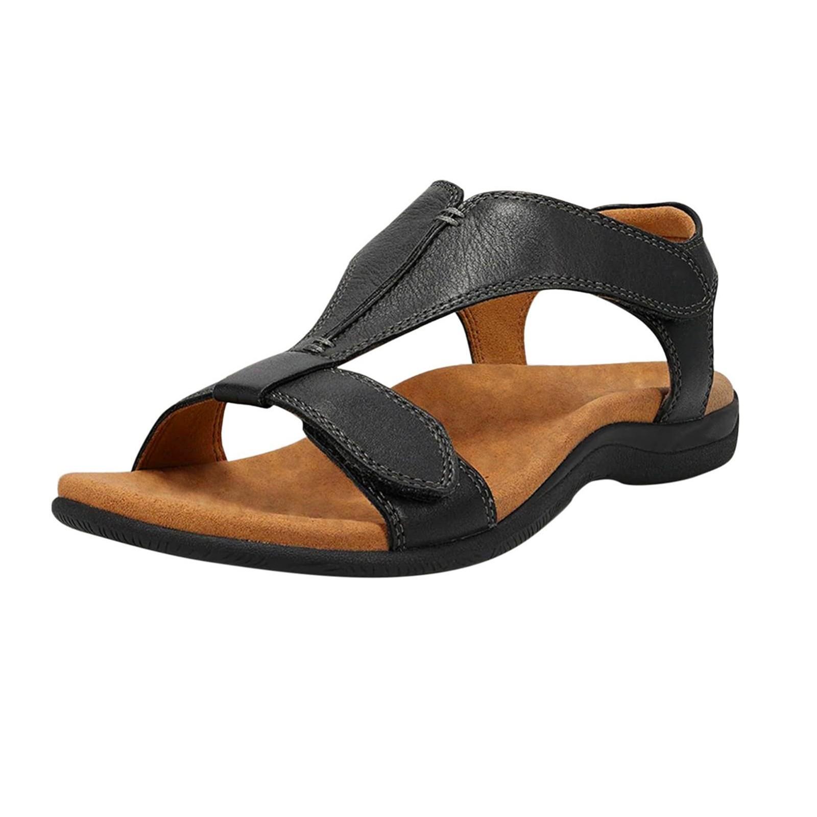 Orthopädische Sandalen Damen Weite Füße Damen Sandalen Barfuß Sommerschuhe Slingback Sommerschuhe Weite Sandalen Offene Strandsandalen 41 schwarz