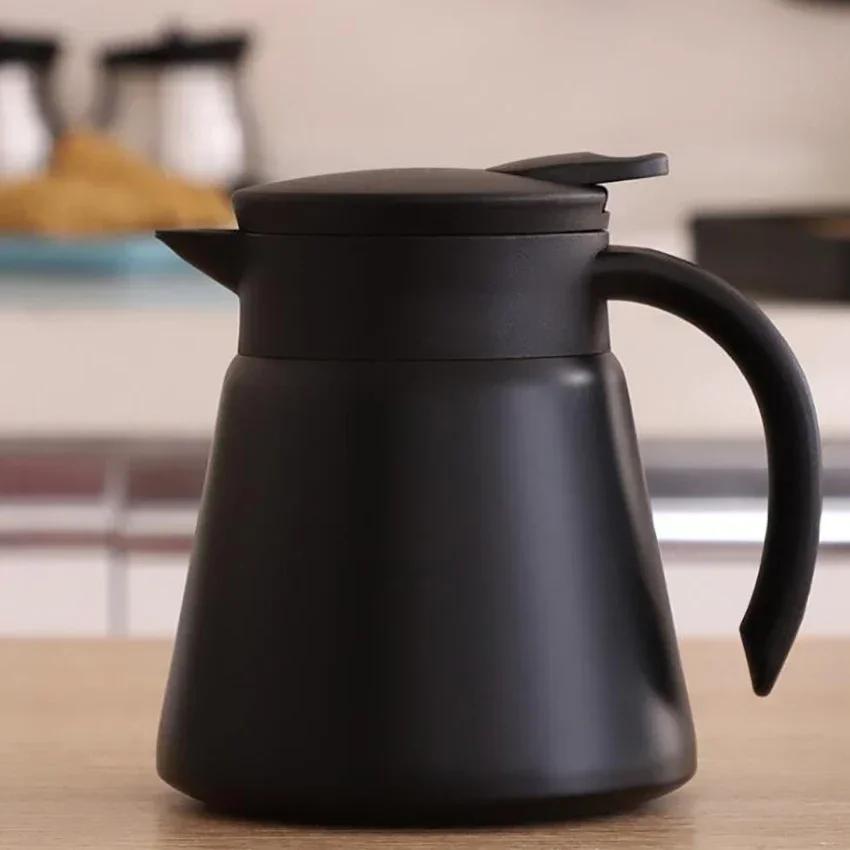 680 ml Edelstahl-Thermo-Kaffeekanne, doppelwandige Thermoskanne für Zuhause, Büro, hält Getränke heiß – Rot, Schwarz, Weiß 680ML schwarz