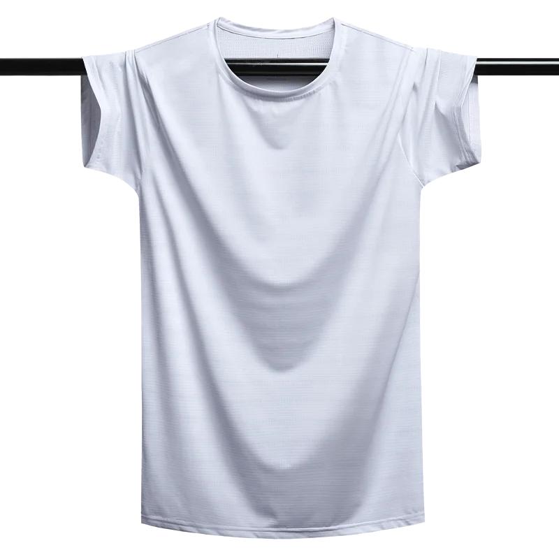 Übergroßen 8XL 9XL Eis Seide Mesh T-shirt Für Männer Sommer Atmungsaktive Kurzarm Tops männer Schnell Trocknend T-shirt Trainer laufen T-shirt XXXXL weiß