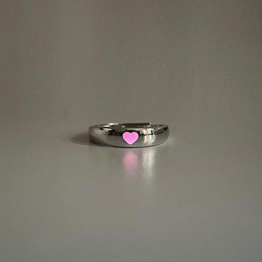 Mode Blau Liebe Herz Leucht Ring Für Frauen Männer Fluoreszierende Ring Glow In Dark Einstellbare Paar Finger Ringe Schmuck Geschenke rosa