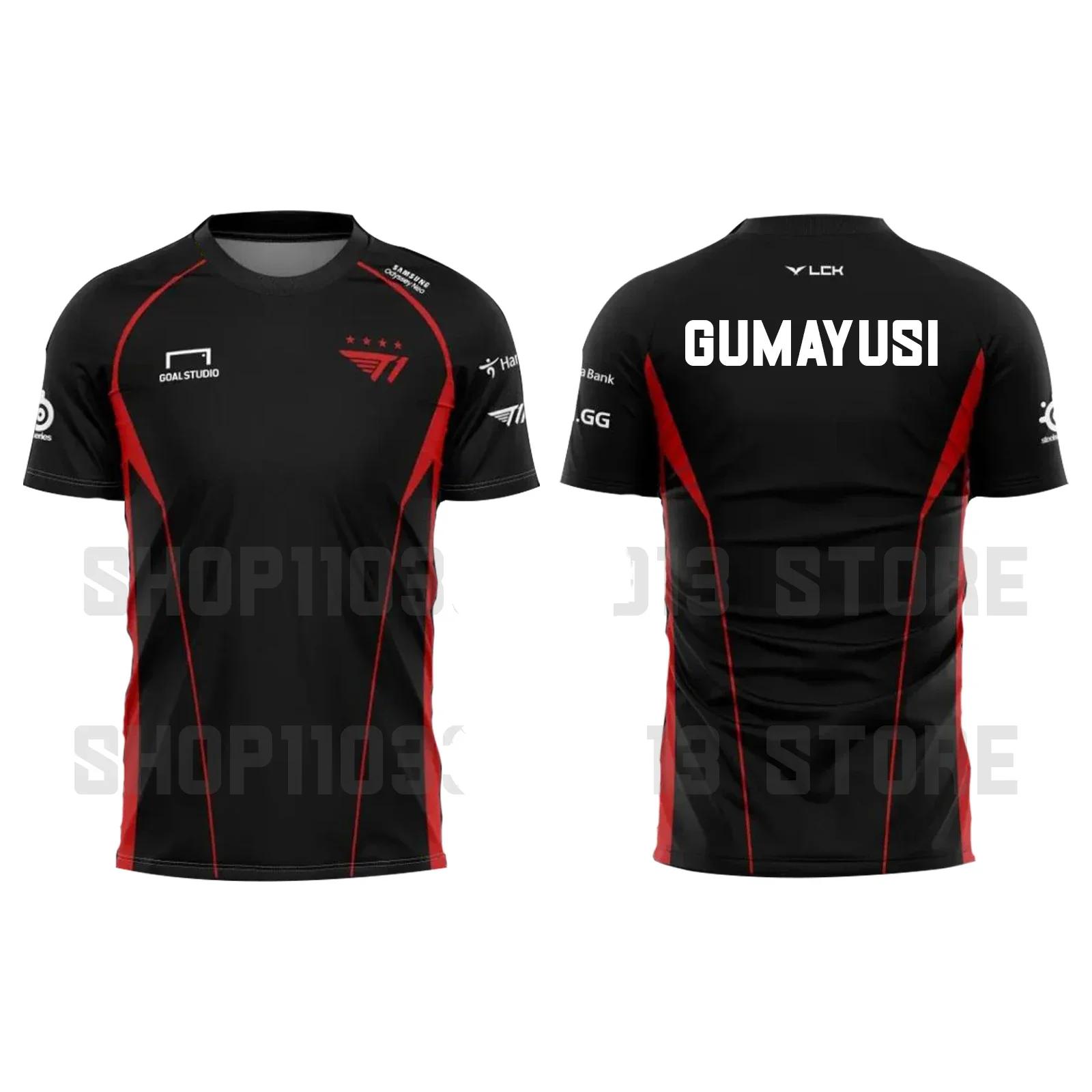 Faker T1 Team 3D-gedrucktes T-Shirt, LOL Sport Champion Team-Uniform, Atmungsaktiv, XXXL himmelblaue