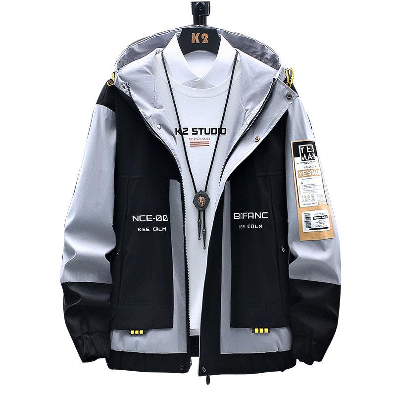 Jacke Herbst Herren Jacke Casual Stehkragen Herren Jacke Plus Größe Mantel 8XL M schwarz