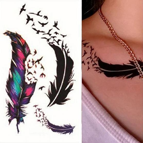 5PCS Tattoo Aufkleber Frauen Vogel Wind Gans Feder Körper Kunst wasserdicht temporäre Tattoo Aufkleber One Size