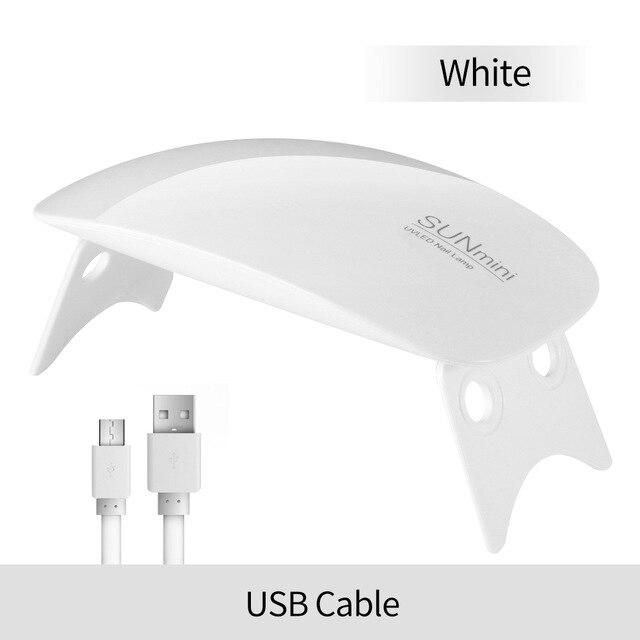 6W Mini Nagel Lampe Nagel Trockner Maschine UV LED Lampe Tragbare USB Kabel Trocknen Lampe Für Gel Lack weiß