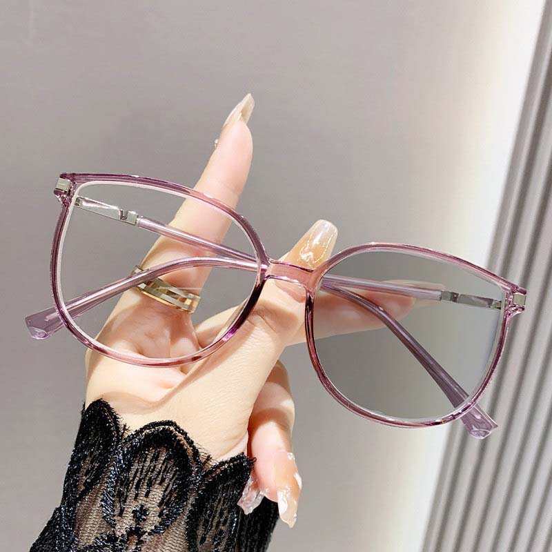 Funkelnde Fassung Photochromatische Kurzsichtigkeitsbrille für Damen Übergroß Outdoor UV Nahsicht Brille Mode Brille Dioptrie bis -4.0 0 violett