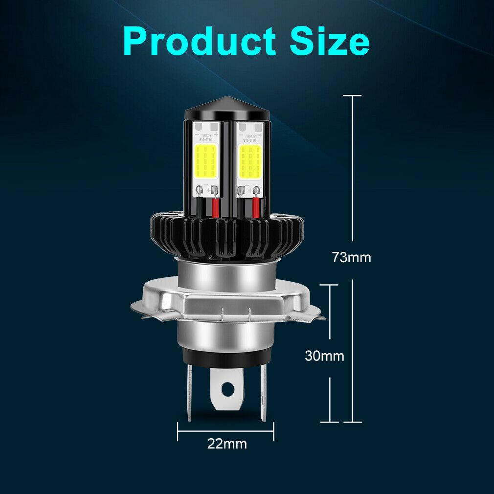 Motorrad-Scheinwerferlampen, H6, BA20D, H4, LED, Hi-Lo-Beam, Moto-LED-Scheinwerfer, Motorrad-LED-Lampen, Umrüstsatz, 1200 lm, 6000 K H4