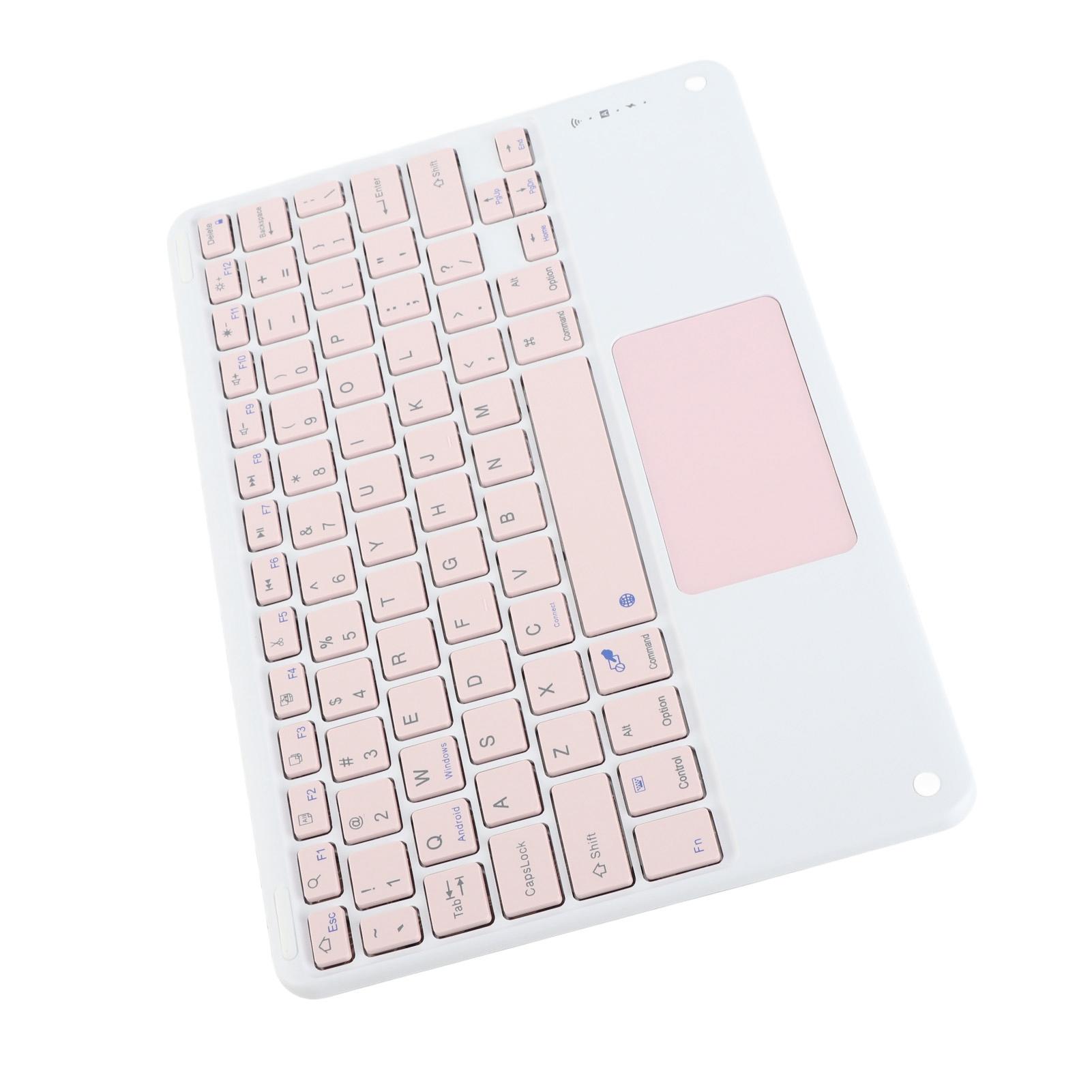Bluetooth-Tastatur mit Touchpad, 78 Tasten, ultradünn, leise, tragbare kabellose Tastatur für Smart rosa