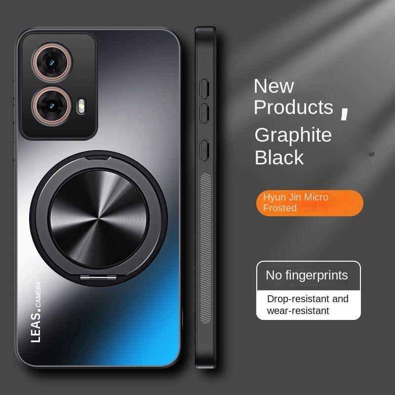 Für Motorola Moto Edge 50 40 30 Neo Hülle Hart Matt Mit Ringständer Magnetische Schutzhülle Rückseitige Abdeckung Für Moto edge 50Pro Ultra Fusion For Edge 50 Fusion schwarz