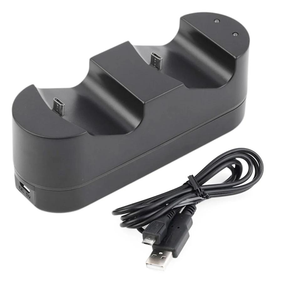 PS4-Controller-Ladegerät für Sony PS4/PS4 Pro/PS4 Slim DualShock 4-Controller, Dual-USB-LED-Anzeigeleuchte 13.3*4.3*4.7cm schwarz