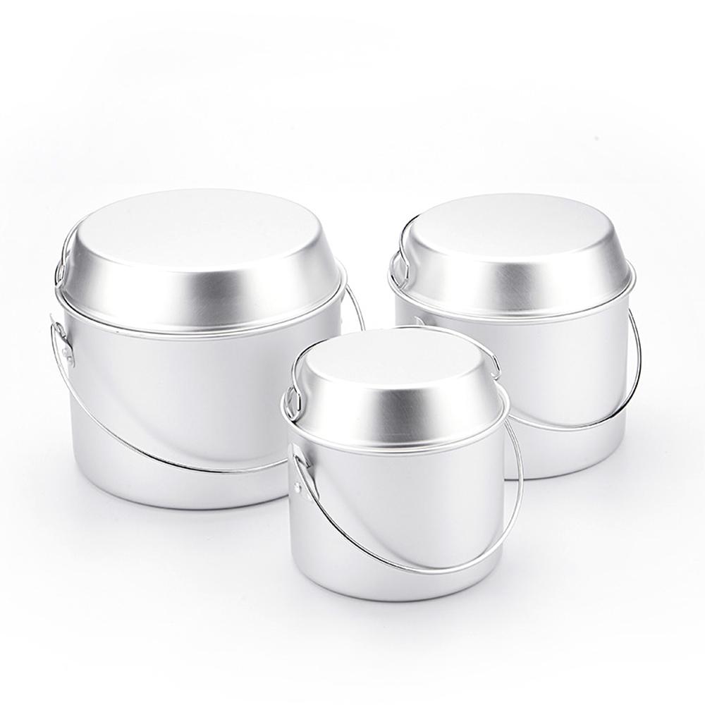 Outdoor Camping Topf und Pfanne Set Aluminium Hängen Topf Klapp Griff Bratpfanne für Camping Wandern silber