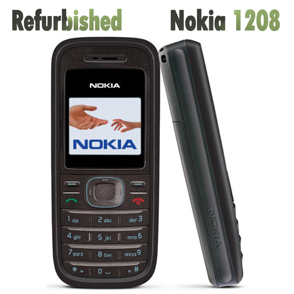 90% neues Aufgearbeitetes Nokia Original Nokia 1208 Mobiltelefon 1 Battery 1 Charger rot