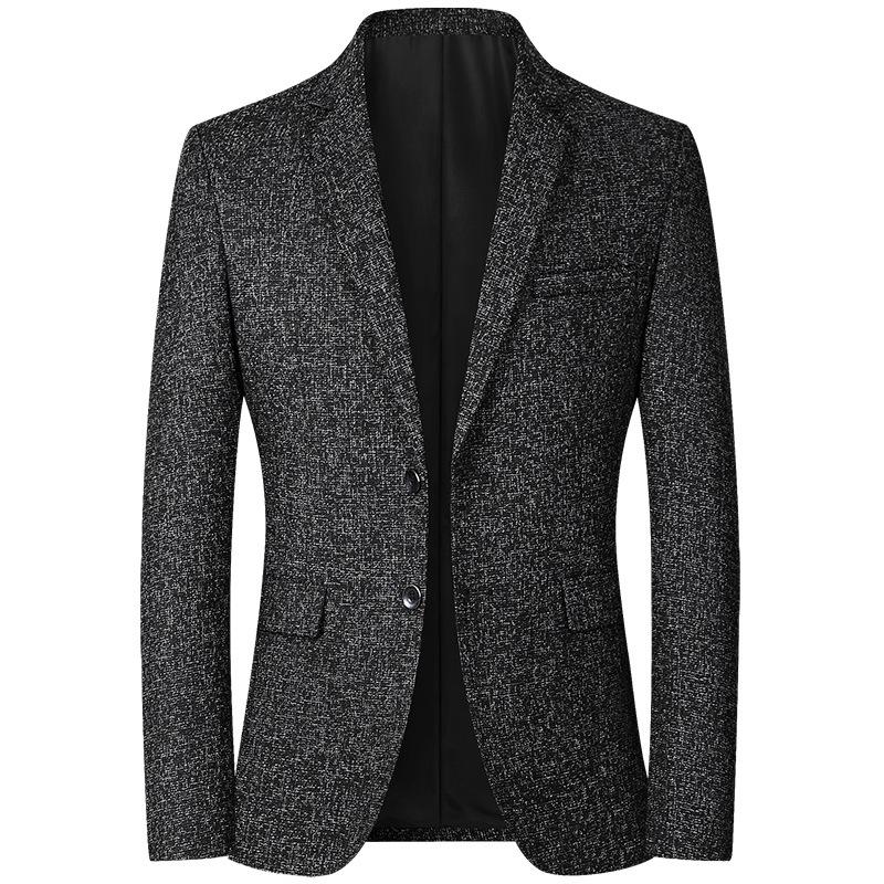 Herrenmode Business Blazer Alles Trend Britischer Stil Lässig Abnehmen Einfarbig Hochzeit Arbeit Vier Jahreszeiten Stil Männlicher Blazer XXXXL schwarz