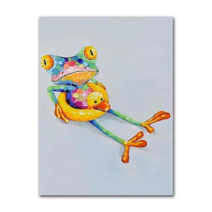 Niedlicher Frosch Graffiti Kunst Leinwand Malerei Abstrakte Tiere Poster und Drucke auf Leinwand Wand Kunst Bild für Home Wohnzimmer Dekor 21x30cm No Framed