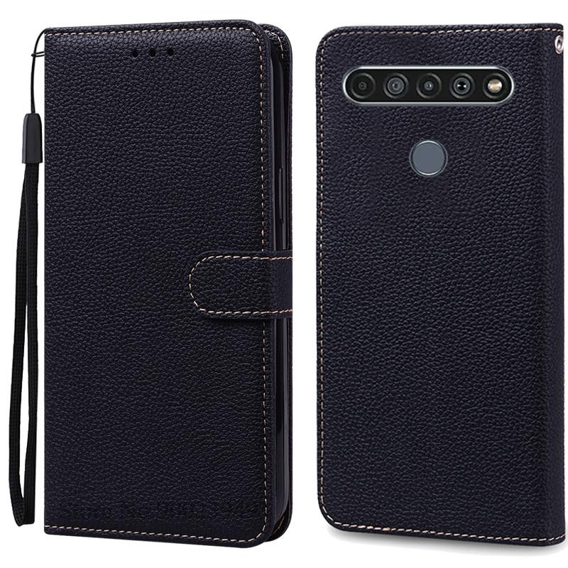 Für LG K61 Hülle Weiche Silikon Leder Brieftasche Flip Case Für LG K61 Hülle Coque Für Fundas LG K61 LGK61 K 61 Handyhüllen Schale for LG K61 schwarz