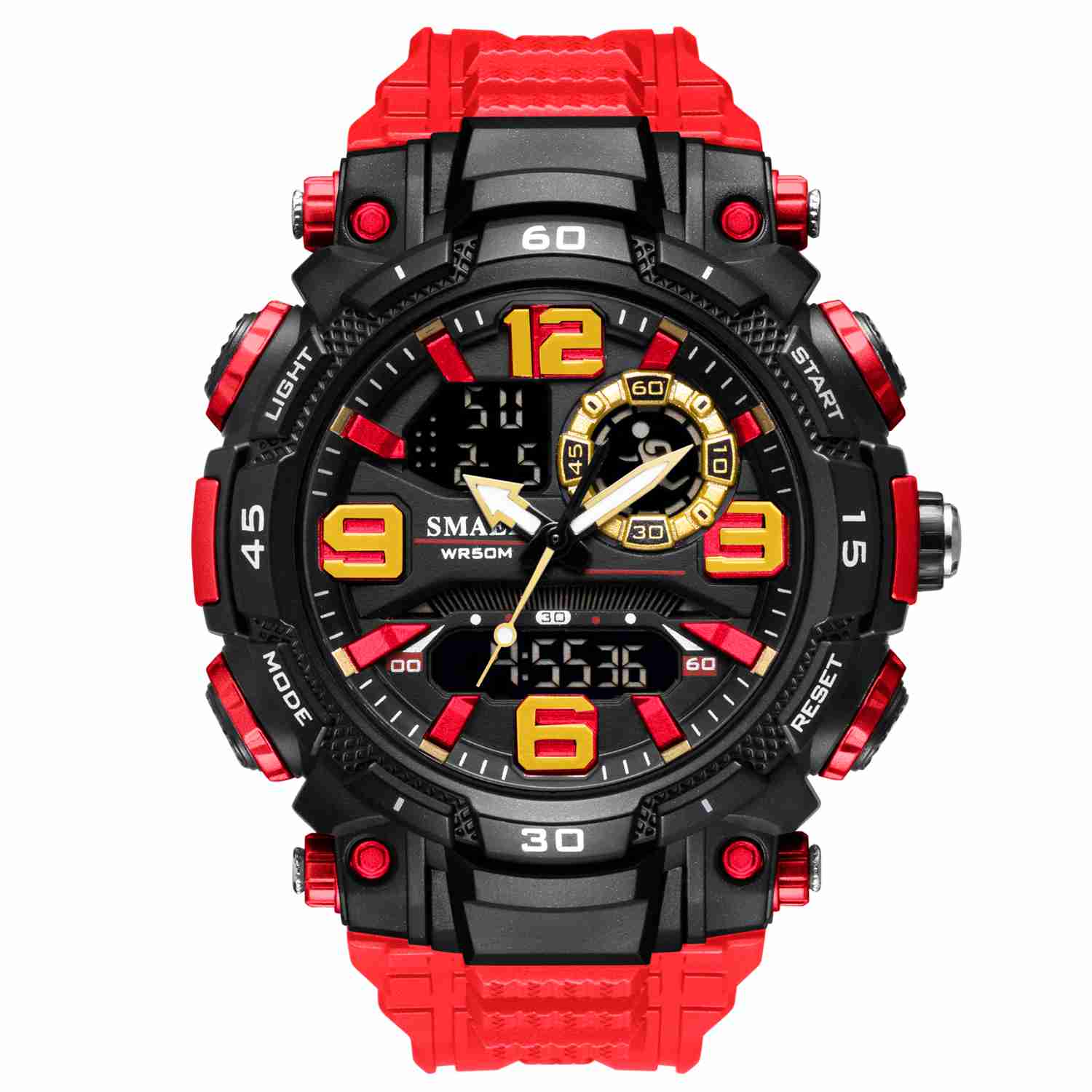 SMAEL Top Luxus Uhren Männer Dual Display Uhr Wasserdicht männer Sport Armbanduhr Herren Militär Armee Uhr Männlich Stoppuhr 1921 rot