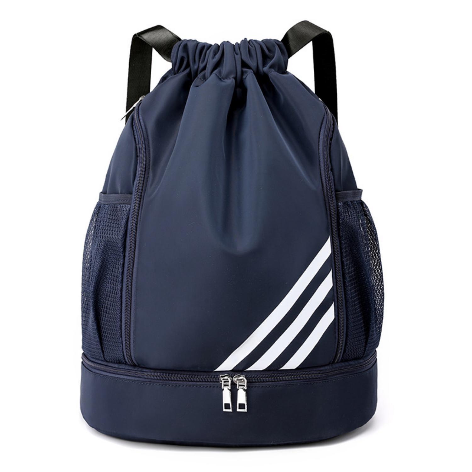 1Pcs Sport Kordelzug Band Tasche Rucksack Große Kapazität Sport Fußball Basketball Tasche Kordelzug Verschluss Design One Size dunkelblaue