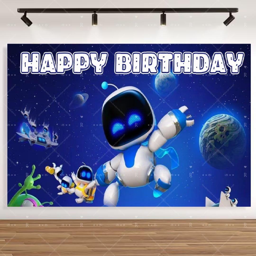 Cartoon ROBOTEN Kindergeburtstag Party Dekoration Zubehör Becher Teller Luftballon Tischdecke Banner Fotografie Hintergrund Requisite Kindergeschenk Other&Other blue
