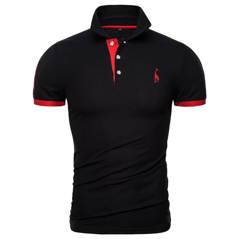 Usegiraffe Sommer Casual Poloshirt Herrenmode Selbstkultivierung Polo Baumwolle Hochwertiges Business Poloshirt T-Shirt Kurzarm L schwarz/rot