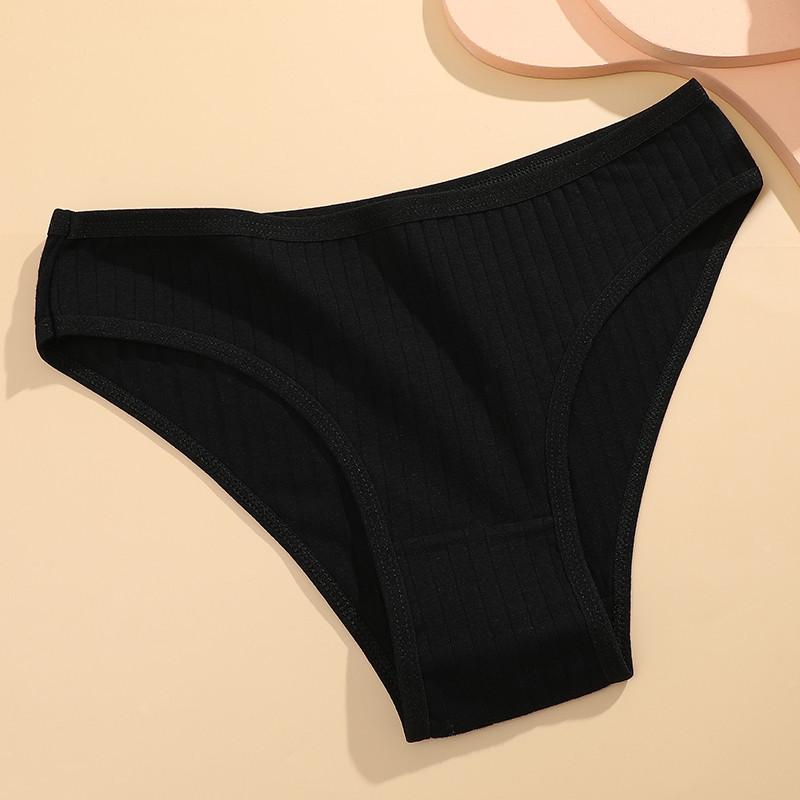 FINETOO Baumwolle Panty Damen Einfarbig Höschen für Frauen Sexy Slips Weibliche Unterhosen M-XL XL schwarz