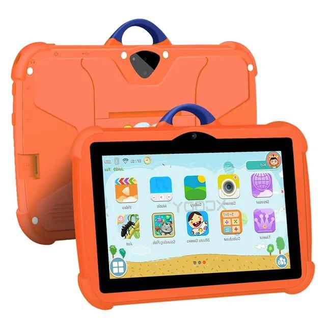 2024 5G WiFi 7 Zoll Kinder-Tablet für Studium und Bildung Octa Core 4 GB RAM 64 GB ROM WiFi-Tablets mit tragbarer Hülle Standard orange