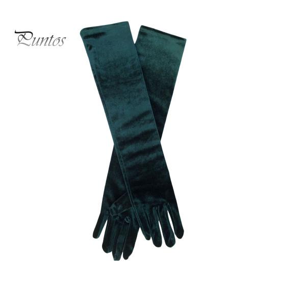 1 Paar Braut Hochzeit Handschuhe Goldener Samt Anti-Rutsch Fünf Finger Retro Reine Farbe Tanzball Bankett Cocktail Party Ball Dame Handschuhe M dunkelgrüne