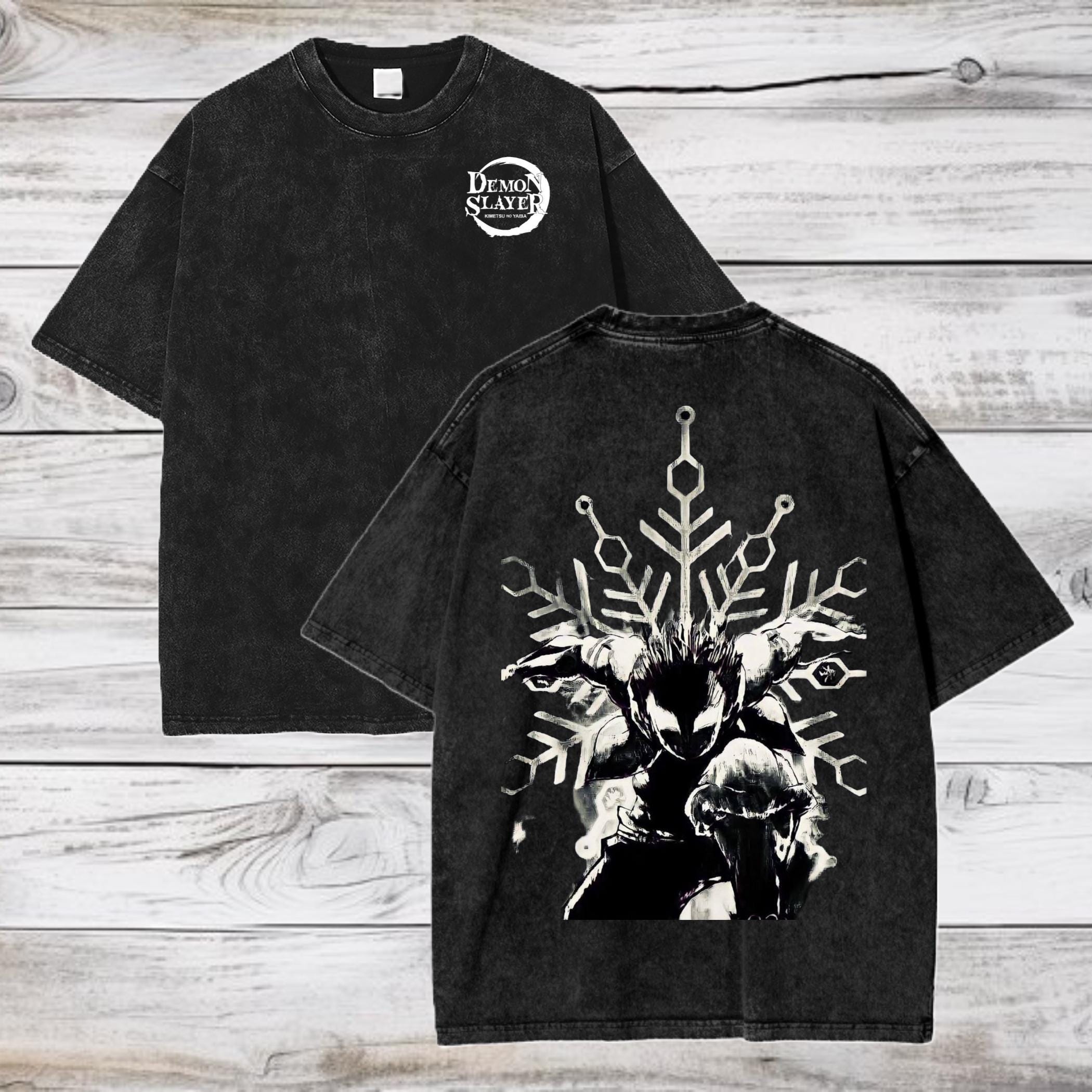 Demon Slayer Akaza Grafik T-Shirt Herren Damen Gewaschen Übergröße Hakuji Print T-Shirts Damen Streetwear Sommer T-Shirts Kurzarm Damen Herren Kleidung M bunt