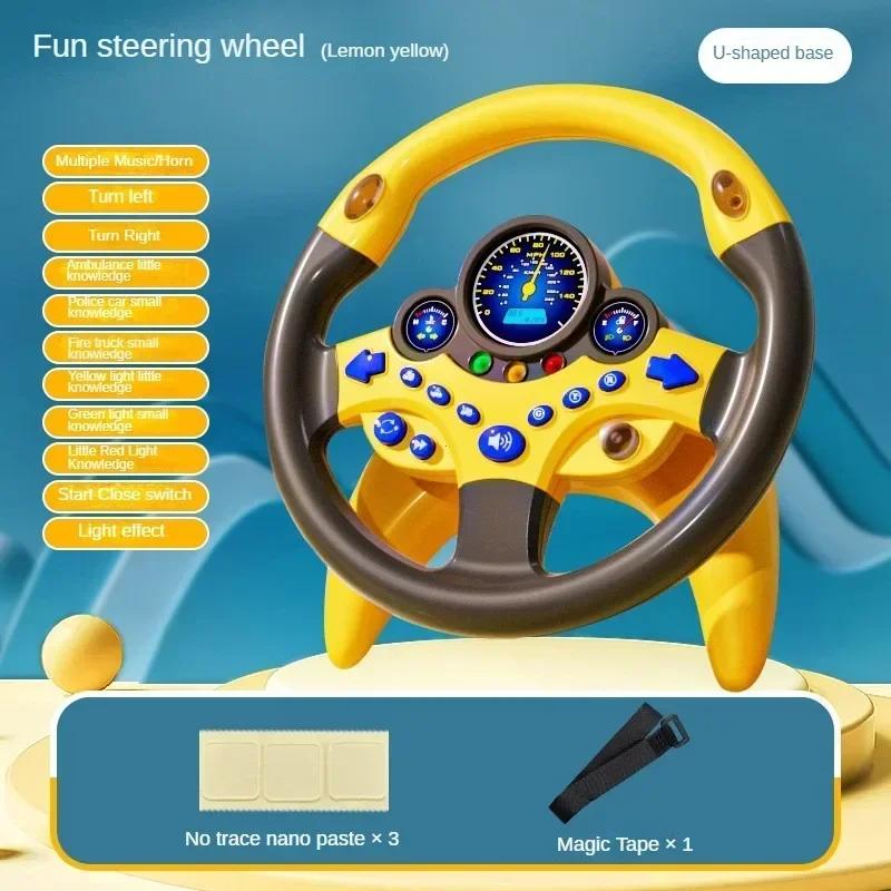 Kinderlenkrad für Rücksitz Simuliertes Fahren Lenkrad Spielzeug mit Licht Musik Vorschulspielzeug Rollenspiel Spielzeug Geschenke