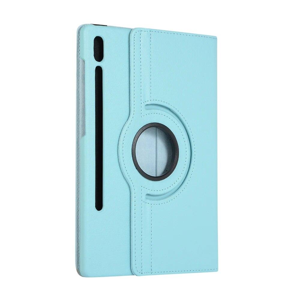 360 drehbare Tablet-Hülle für Samsung Galaxy Tab S7 FE S7 S8 S9 Plus 12,4 Zoll Flip Stand Cover für Samsung Tab S8 S9 Ultra A9 Plus Lederhülle Galaxy tab A9 Plus himmelblaue