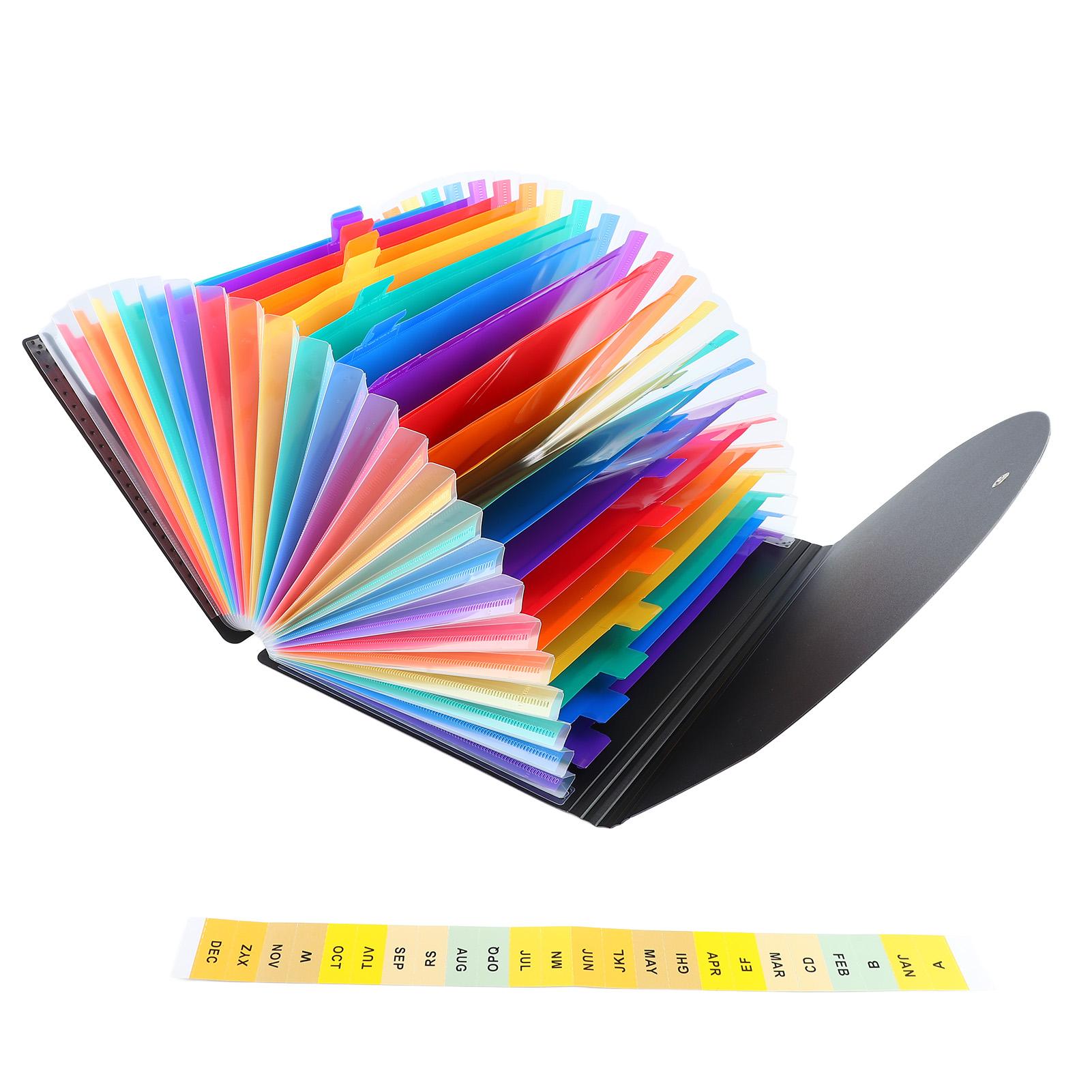 Erweiterbare Aktenmappe 24 Fächer A4-Format Farbige Register Etiketten Schnellzugriff Akkordeon-Datei Tasche für