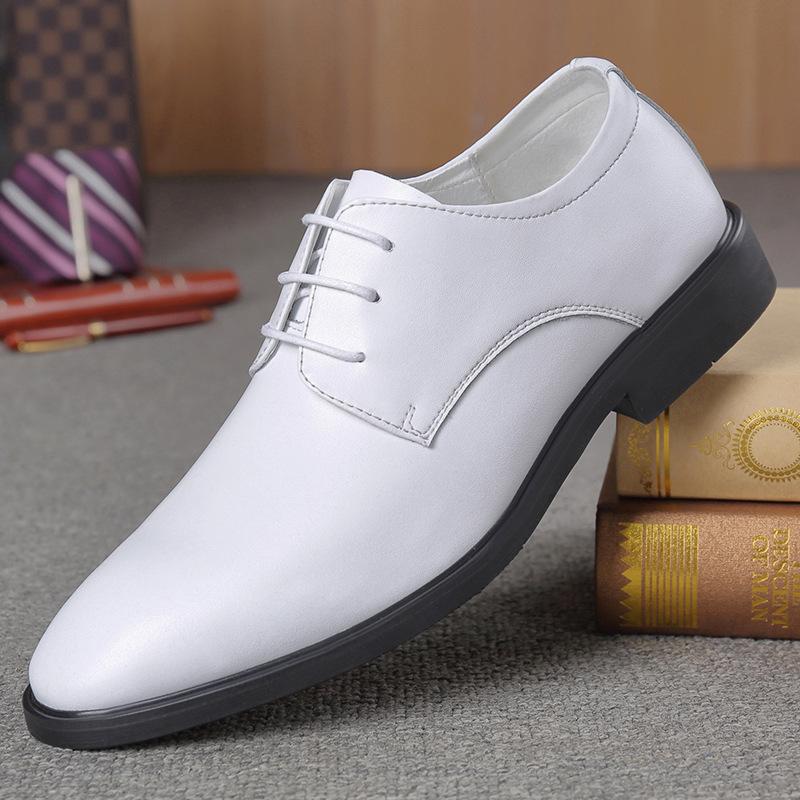 Echtes Leder Schnürschuhe Herren Business Formal Lederschuhe Herren Niedrig geschnitten Koreanische Performance Schuhe Hochzeitsschuhe Herren 40 weiß