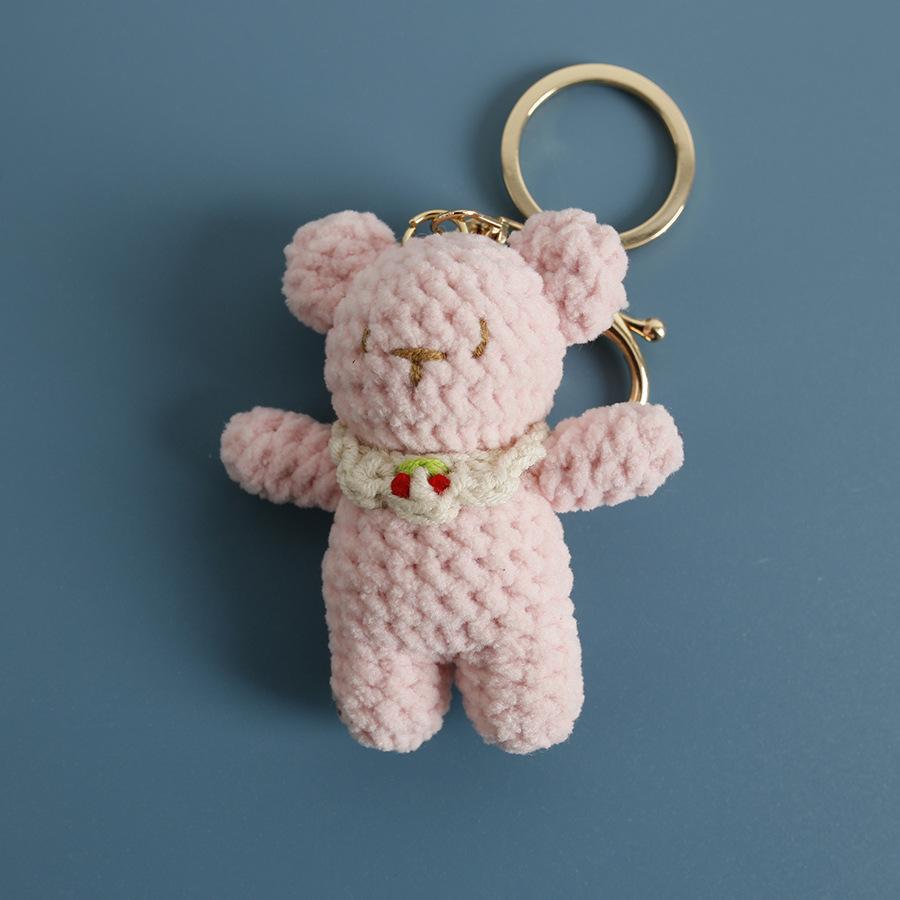 Niedlicher kleiner Bär Puppen Schlüsselanhänger Für Paar Geschenke Handgemacht Häkeln Cartoon Bär Schlüsselanhänger Stricken Tierpuppe Personalisierte Accessoires