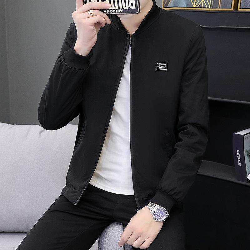 Jacke Herren Frühling Baseball Kragen Jacke Herren Pendler Einfache Jacke Winddichte Herren Trendy Jugend Baseball Uniform 4XL