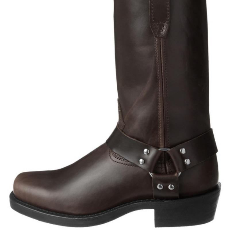 Herren-Retro-Cowboystiefel aus Leder im britischen Stil mit Schnalle und mittelhoher Wadenstiefeln, quadratischer Zehenbereich, Ritterstiefel mit mittelhohem Absatz, Stiefeletten, Reitstiefel für den Außenbereich 44