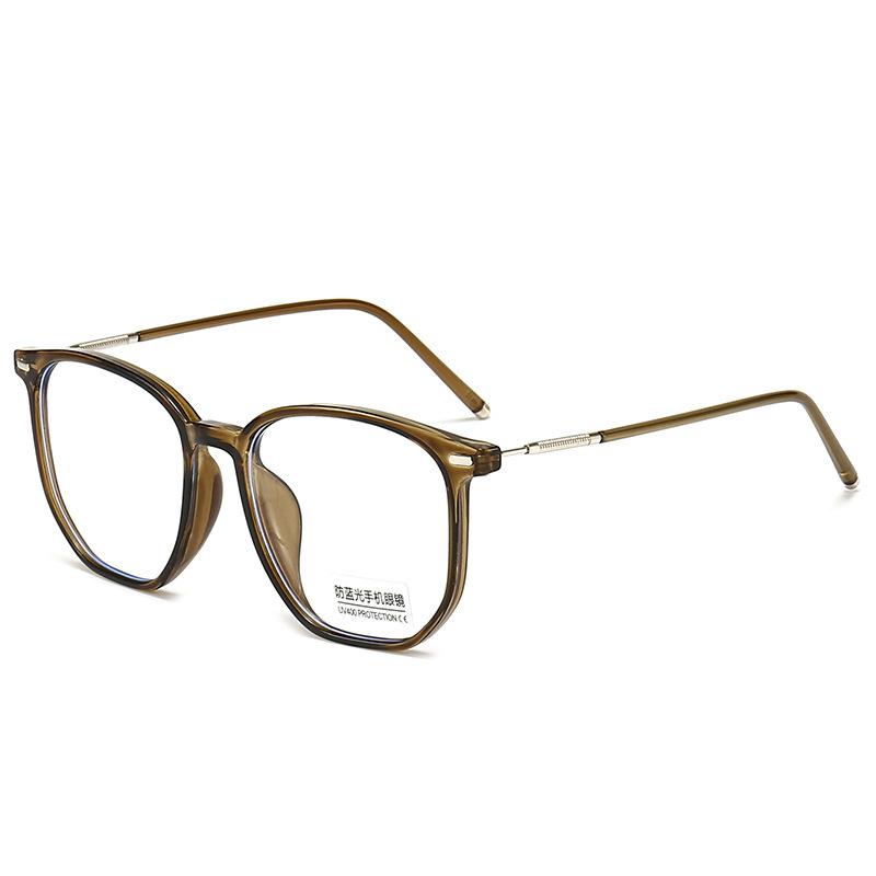 Modische Myopie-Brille Runde Brille für Herren Damen Quadratischer Metallrahmen Sonnenbrille Einfache Brille Kurzsichtigkeit Brillen 0 Bis -4,0 Anti blue light brown