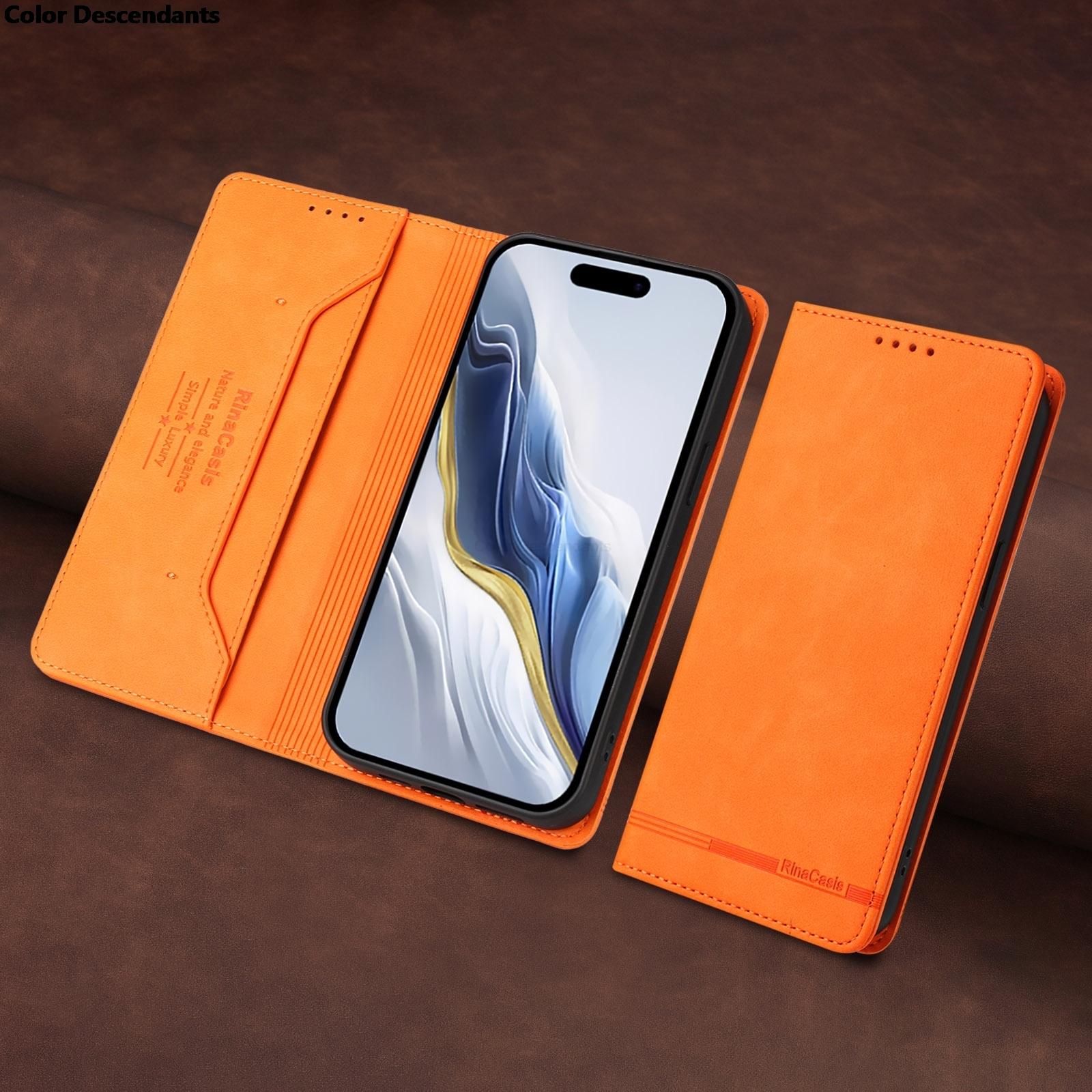 Leder Klapphülle für Huawei Pura 80 70 Pro Plus Pura 80 Ultra P40 P30 P60 P50 P20 Pro P60 Art Luxus Brieftasche Ständer Hülle Huawei P60 Art orange