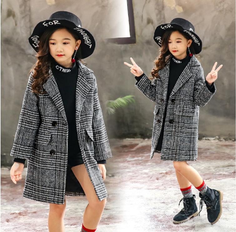 Cate Kinder Jacke für Mädchen Winter Wolle Warme Mantel Mode Mädchen Kleidung Kinder Oberbekleidung Herbst Mädchen Mantel 150 grau