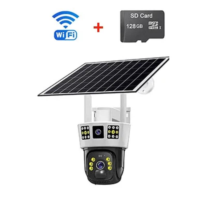 8MP Solar 4G Kamera Im Freien Wasserdichte IP Camara Drei Bildschirme Nachtsicht Gebaut in 8000mah Batterie CCTV Überwachung Monitor WiFi Cam Add 128G