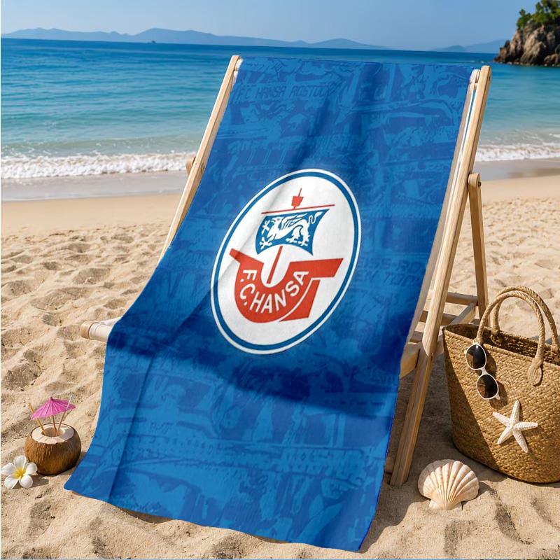 FC Hansa Rostock Wappen Design Strandtuch, Schnelltrocknend, Pflegeleicht, Geeignet für Fitness und Strandurlaub, Sport-Essential 70cmx140cm(27x55inch)