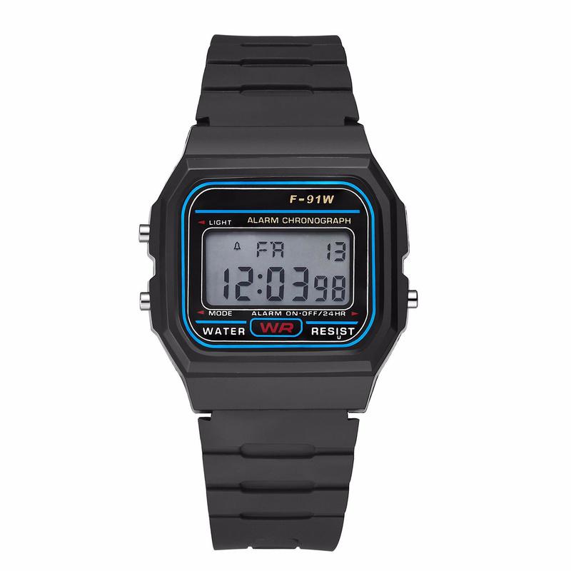 Herren LCD Digital Armbanduhr Schwarz Sport Quadrat Quarzuhren