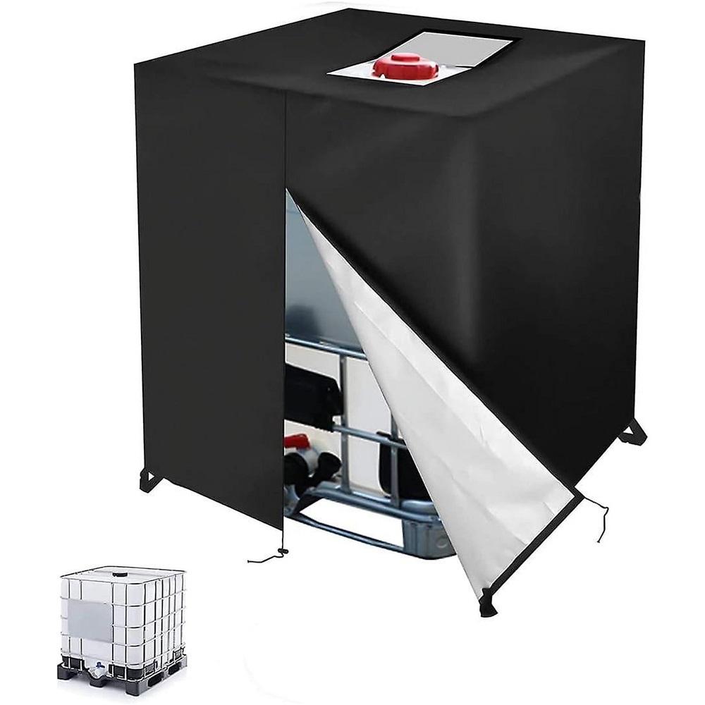 Plane für 1000l IBC-Container, 210D Wassertankabdeckung, UV-beständige Staubschutzabdeckung für IBC-Container-Tank, Schutzplane für IBC-Tank mit Eisen black
