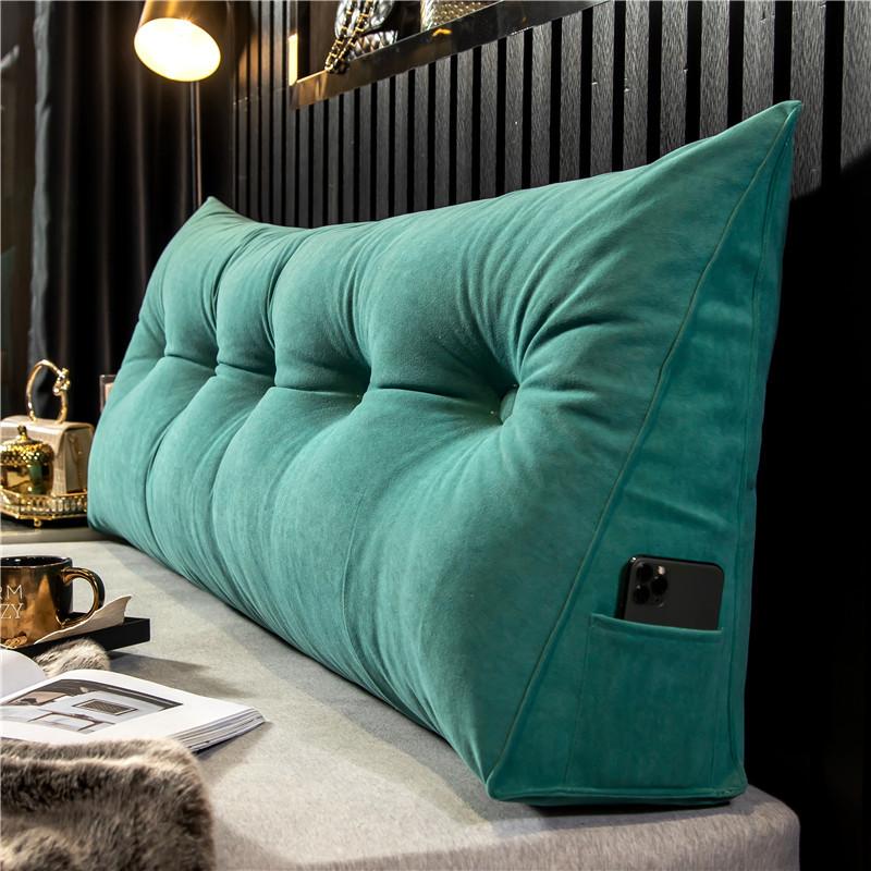 Kopfteilkissen, dreieckiges Kissen, Rückenlehne, Schmerzlinderung, Sofa, Taillenkissen, Keil-Schlafkissen für dekorative Kissen für das Bett 60 * 50 * 20cm grün