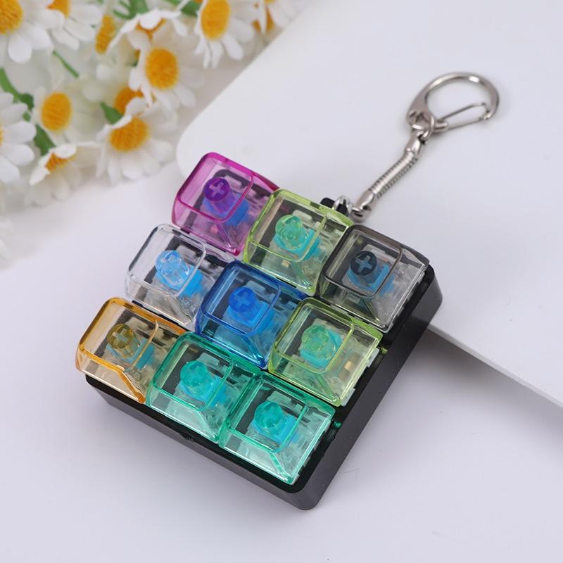 Tastenkappe Schlüsselanhänger 9 Tasten Tastatur Dekompressionsspielzeug DIY Tastatur Schlüsselanhänger Spielzeug Für Erwachsene Geschenke Zum Abbauen Zeitvertreib A2