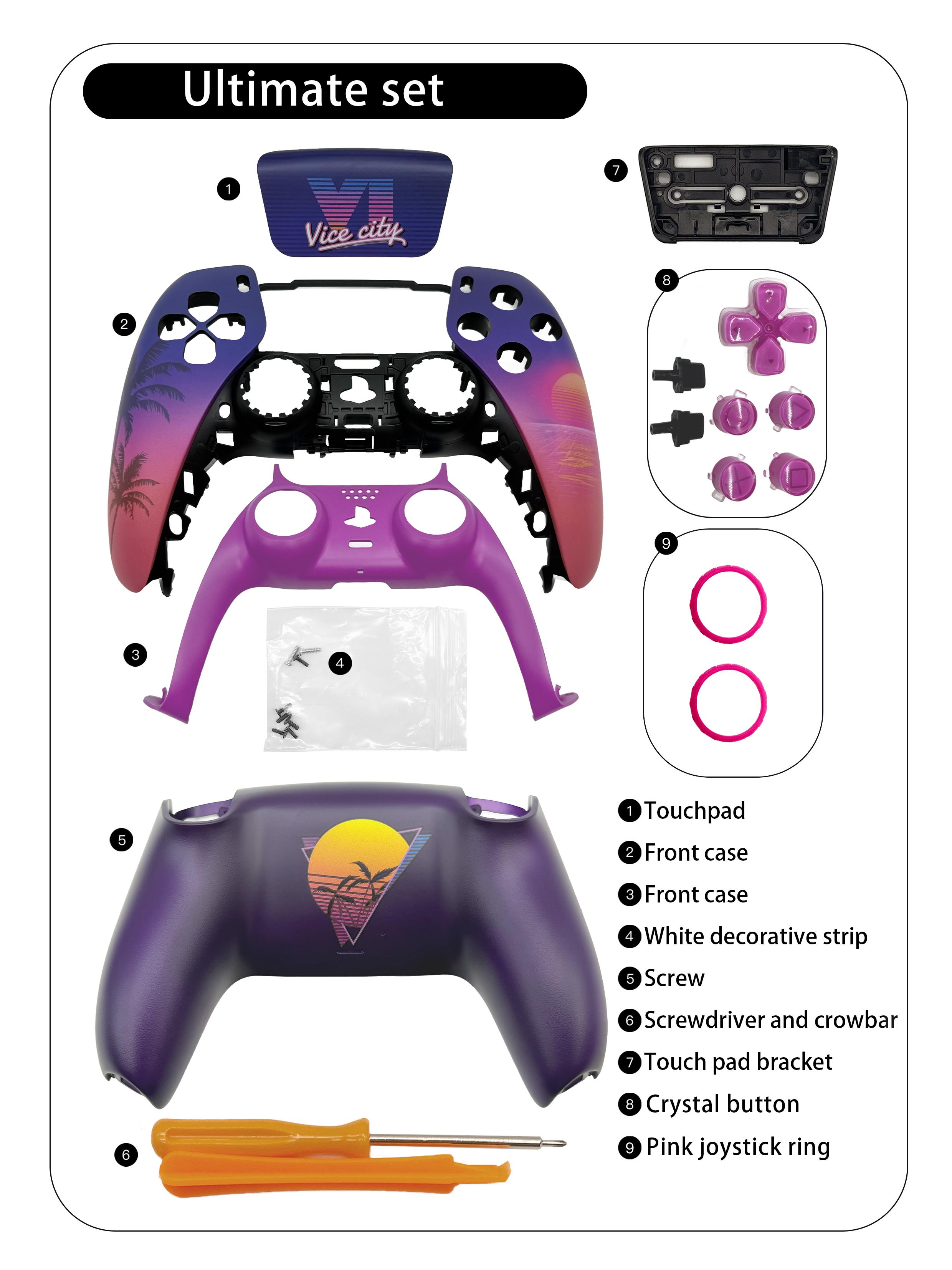 Sunset City PS5 Controller Schale Frontplatte Abdeckung mit Touchpad für DualSense Controller, Ersatz für BDM-010 bis BDM-060
