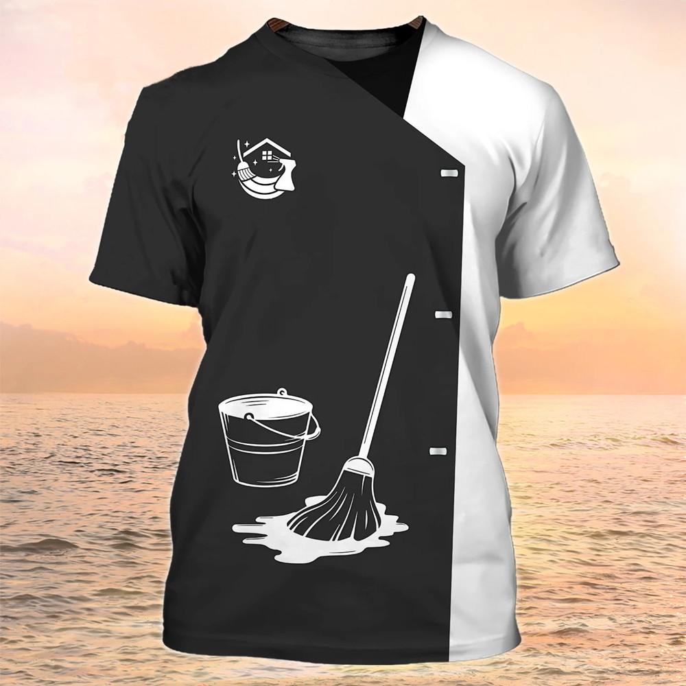 Neue Reinigung Werkzeuge 3d Druck T-Shirt Frau Männer Haus Reiniger Uniform Arbeitskleidung T Shirts Harajuku Tees Tops Übergroßen 5xl kleidung 3XL