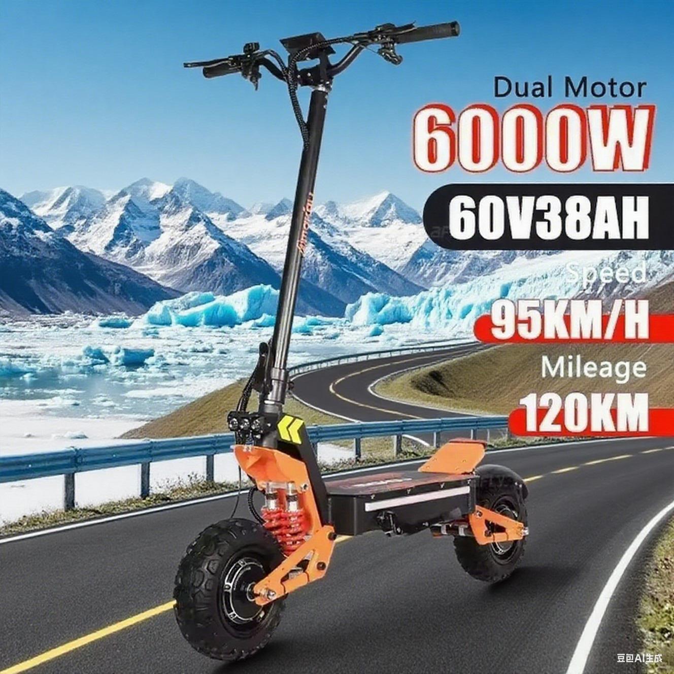 EU 2025 X5 Elektroroller 6000W 60V 40AH Doppelmotor Doppelaufhängung Höchstgeschwindigkeit 95km/h Hydraulische Bremse Escooter Maximale Reichweite 90km 6000W-60V-38AH /**/*----