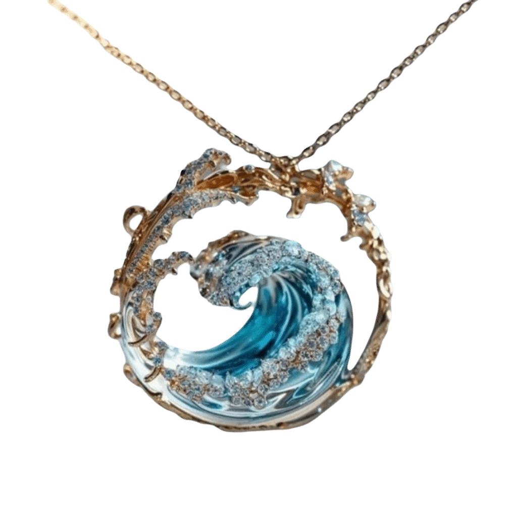 Elegante Ozean Stil Welle Anhänger Halskette Hohl Leichter Luxus Meeres Schwur Halskette Kreativer Choker Gischt Schmuck Feiertagsgeschenke gold