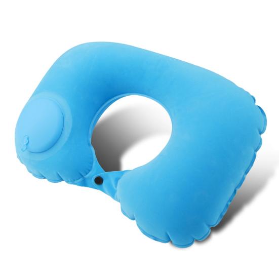 Nackenkissen, wasserdicht, integrierte Pumpe, Müdigkeitslinderung, Outdoor, Reisen, Auto, Flugzeug, aufblasbares Nackenkissen für den täglichen Gebrauch himmelblaue