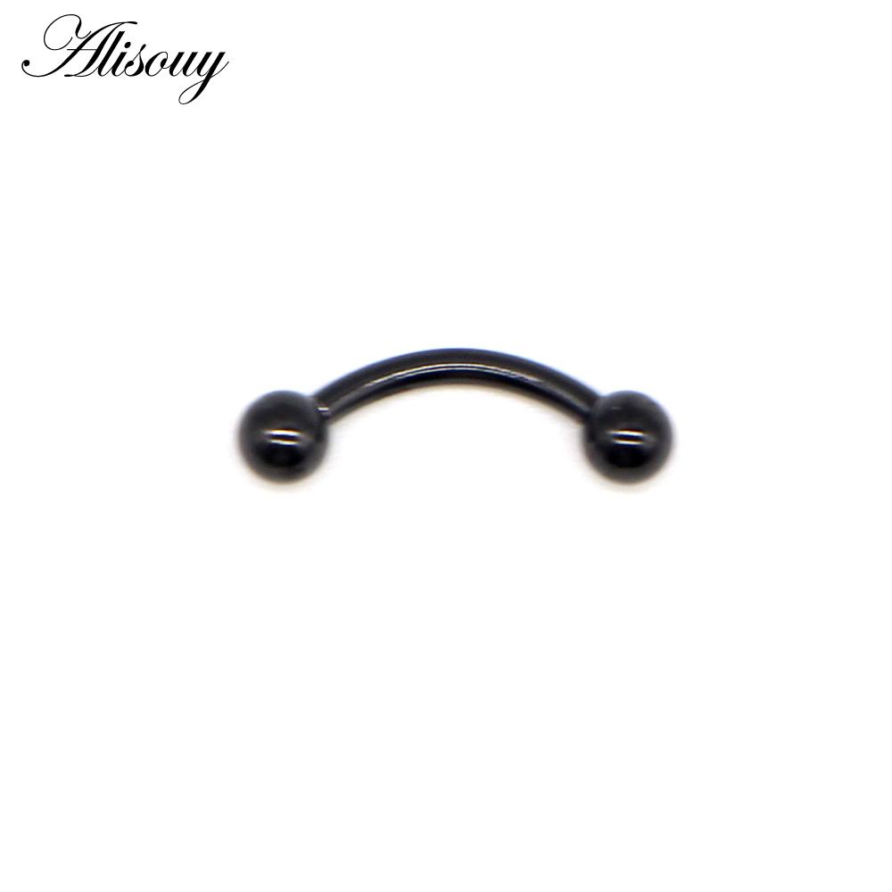 Alisouy 1PC 6/8/10/12mm 16G Chirurgenstahl 3mm Kugel Augenbraue Piercing gebogene Langhantel Lippenring Snug Daith Helix Rook Ohrring 10mm